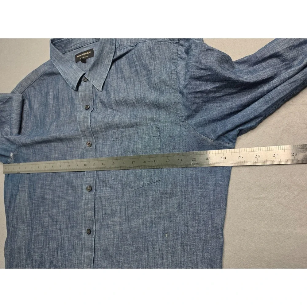 Banana Republic Shirt Men's XL Blue Soft Wash Slim Fit Button-Up Everyday Wear